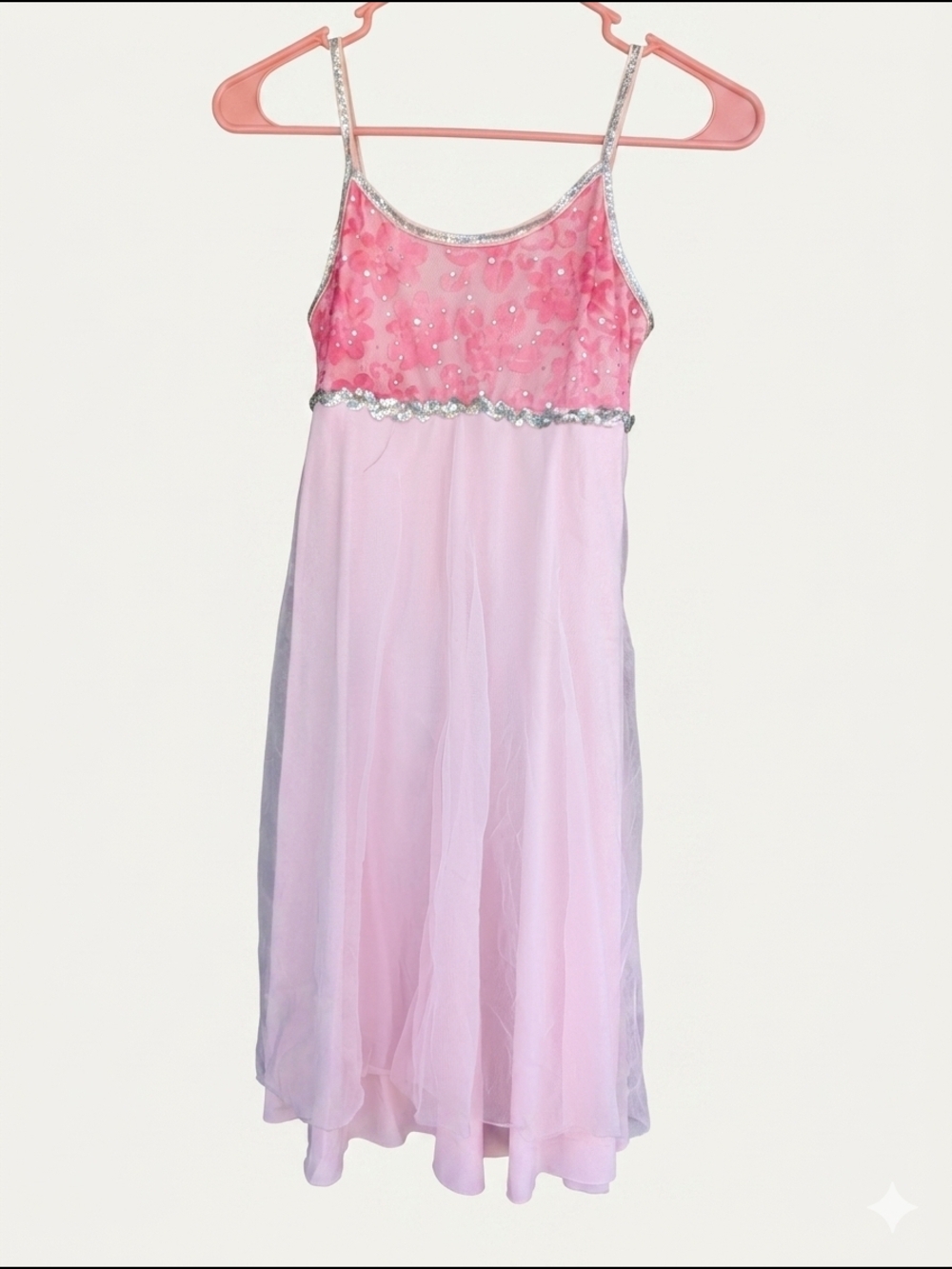 Girls' Pink Sparkle Chiffon Dance Costume Dress